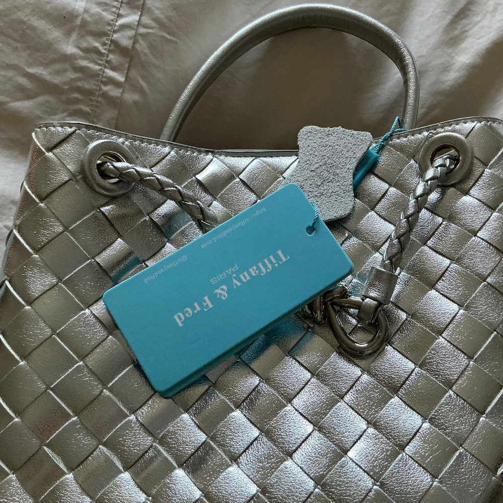 Tiffany & Fred Woven Leather Top Handle Shoulder Bag - Picture 5 of 6